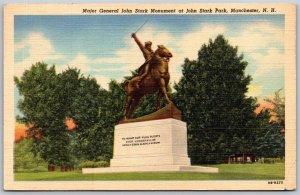 Vtg Manchester New Hampshire NH Major General John Stark Monument Park Postcard