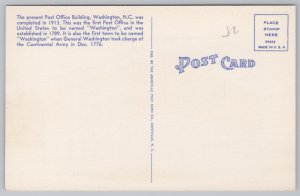 Linen~US Post Office Washington North Carolina~Vintage Postcard