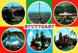 VINTAGE CONTINENTAL SIZE POSTCARD MULTI-VIEW IMAGES OF STUTTGART GERMANY