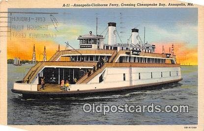 Annapolis Claiborne Ferry Annapolis, MD USA Ship 1952 postal marking on front