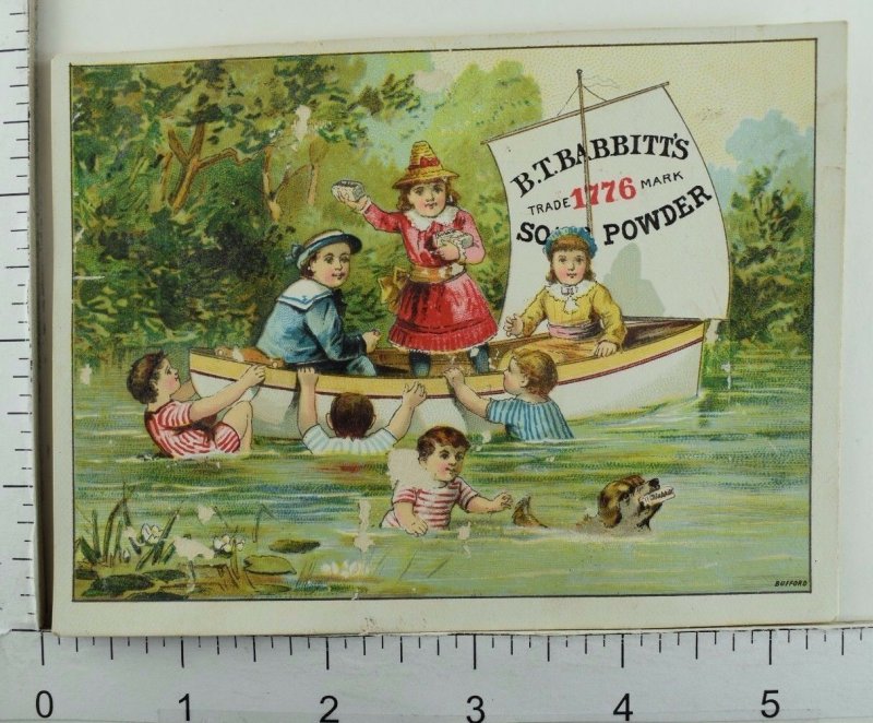 B.T Babbitt's 1776 Soap Powder Instructions Children Boat Lake Dog Swimming *I