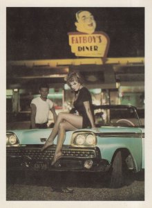 Fatboys Restaurant Diner Classic Car Sexy Woman Postcard