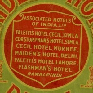 1920's Maiden's Hotel Delhi Luggage Label Vintage Original E33 