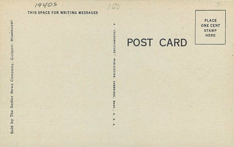 Gulfport Mississippi large letters Sadler Colorpicture 1940s Postcard 21-8650