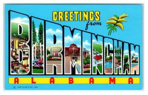 LARGE LETTER CHROME ~ c1960s Curteich BIRMINGHAM, AL Alabama Postcard