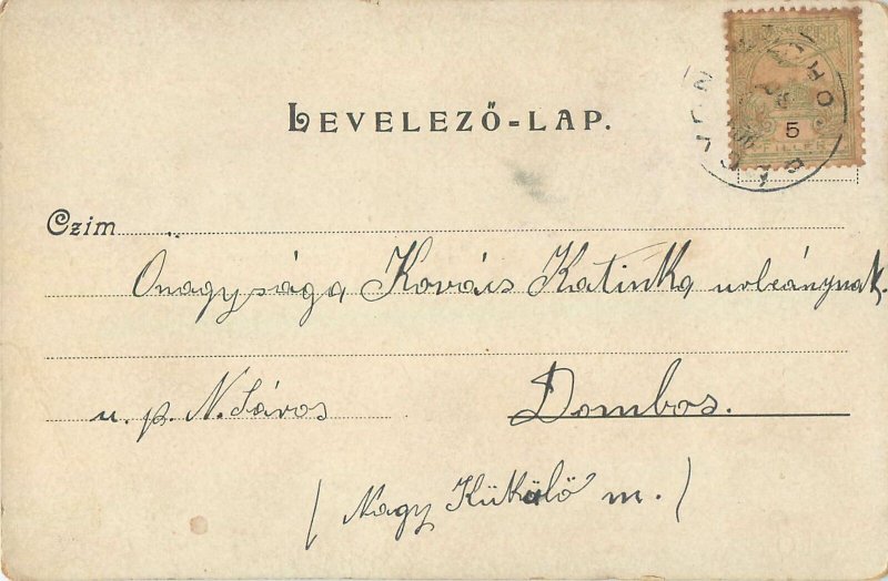 Greetings 1900s postcard hungary Dlj eoi udvozlet