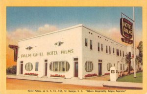 St George South Carolina Hotel Palms and Palm Grill Vintage Postcard JE359330