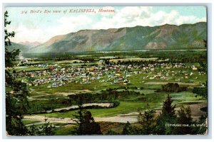 1908 Kalispell  Montana MT Bird's Eye View Mountain Antique Posted Postcard