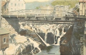 c1910 Hand-Colored Postcard; Springfield VT Black River Falls & Bridge, Windsor