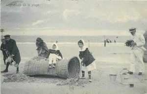Belgium La Plage Postcard Beach Scene #41 Children Camera 21-12402