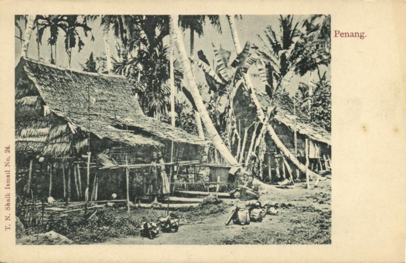 straits settlements, Malay Malaysia, PENANG, Native Dwelling (1899) Postcard