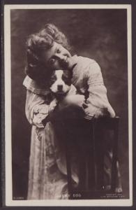 Lucky Dog,Girl Holding Dog Postcard