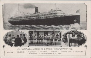 Postcard Ship On Shipboard Merchants & Miners Transportation Co