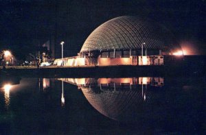 VINTAGE CONTINENTAL SIZE POSTCARD CIVIC PARK THEATRE AT NIGHT GUAYAQUIL ECUADOR