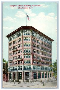 c1920s People Office Building Broad Street Charleston South Carolina SC Postcard