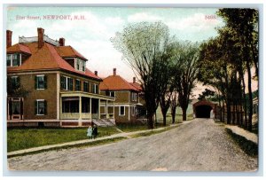 c1910's Elm Street Dirt Road Houses Newport New Hampshire NH Antique Postcard