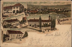 Gruss aus Riedern im Schluchthal Switzerland Multi-View c1900 Postcard