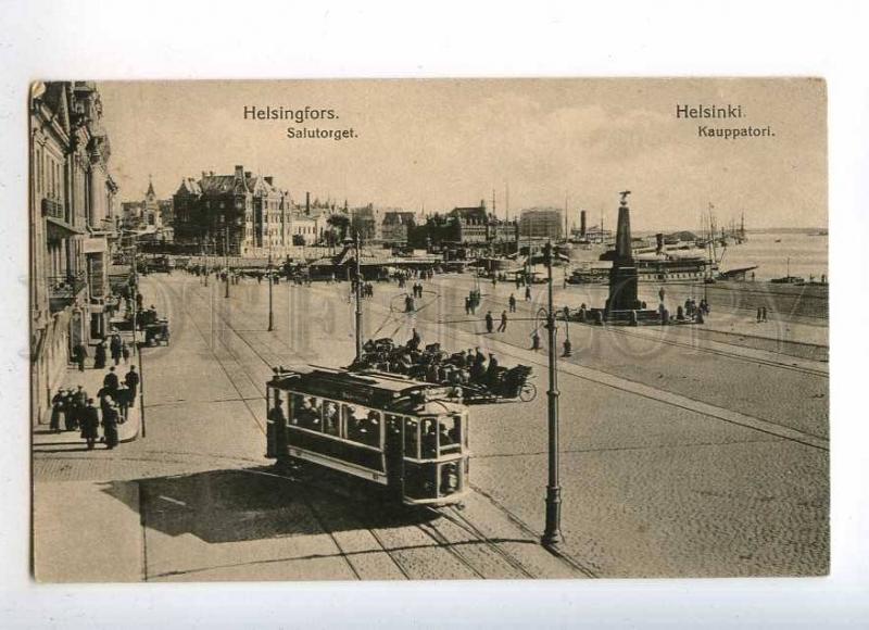 232990 FINLAND HELSINKI Kauppatori TRAM Vintage postcard