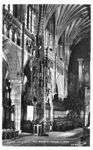 L237 England Bishop's Throne Exeter Cathedral interior RPPC vintage postcard