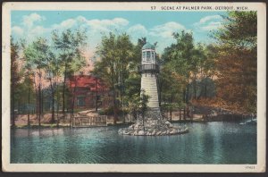 Michigan DETROIT Scene at Palmer Park - Lighthouse pm1931 ~ WB