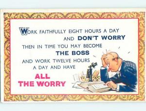 Bamforth comic BETTER TO BE WORKER THAN BOSS BECAUSE LESS WORRY HL3120