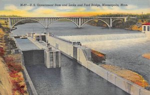 US Government Dam and Locks Ford Bridge - Minneapolis, Minnesota MN  