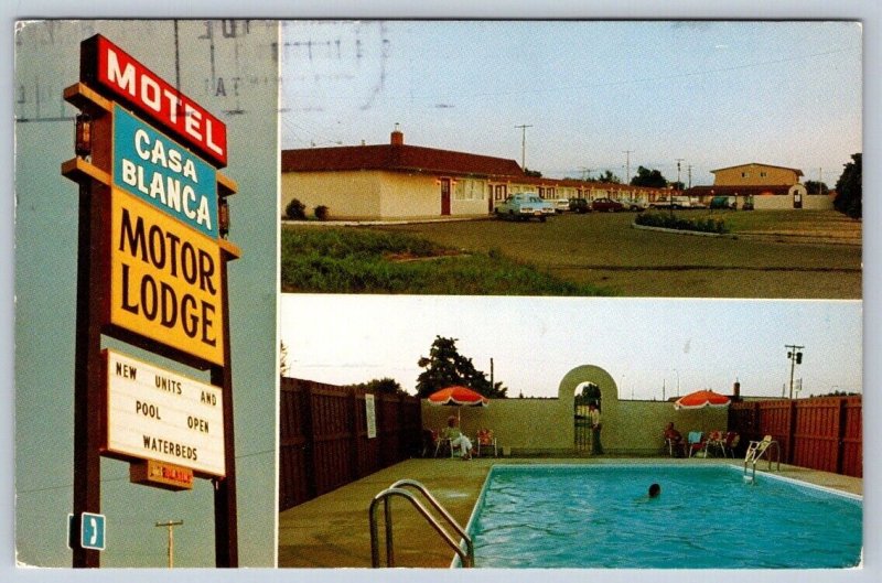 Casa Blanca Motor Lodge, Motel, Brandon, Manitoba, Vintage 1993 Chrome Postcard