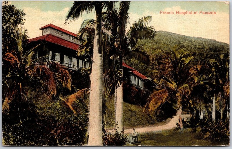 1916 French Hospital At Panama Trails Palm Trees Mountain Posted Postcard