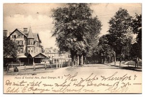 1906 Munn and Central Avenue, Street Scene, East Orange, NJ Postcard