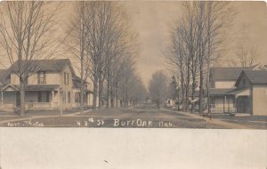 H16/ Burr Oak Michigan RPPC Postcard 1909 N 3rd Street Homes