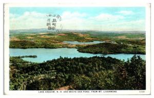 1945 Lake Asquam, NH and White Oak Pond from Mt. Livermore Postcard