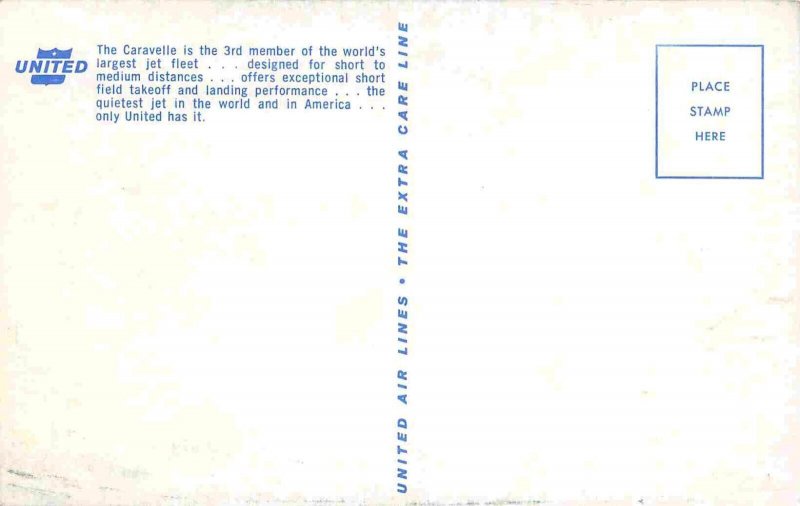 United Airlines Caravelle Aircraft Plane 1960s postcard