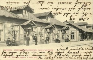 sweden, ALFVESTA, Järnvägsrestauranten och stationen, Station (1904) Postcard