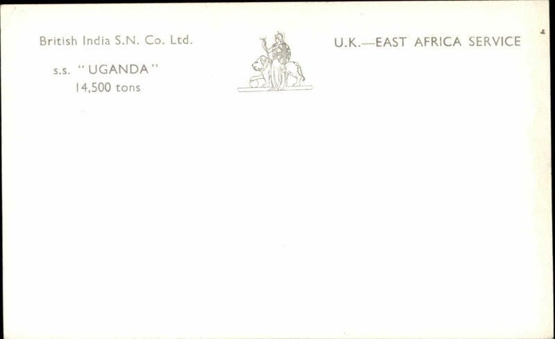 Vintage RPPC Steamer Steamship SHIP S.S. Uganda Real Photo Postcard