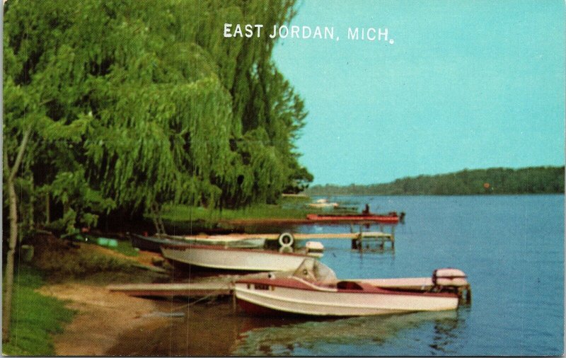 East Jordan Michigan MI Lake Boat Postcard VTG UNP WOB Vintage  