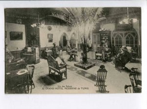 401427 TUNISIA grand Hotel Moderne interior Vintage postcard