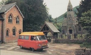 Llandrindod Royal Mail Van Postman in Post Bus Wales Welsh Postcard