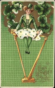 St. Patrick's Day Erin Go Bragh Beautiful Irish Woman c1910 Vintage Postcard