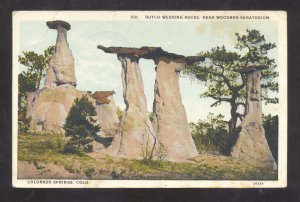 COLORADO SPRINGS COLORADO WOODMAN SANATORIUM DUTCH WEDDING ROCKS POSTCARD 1932