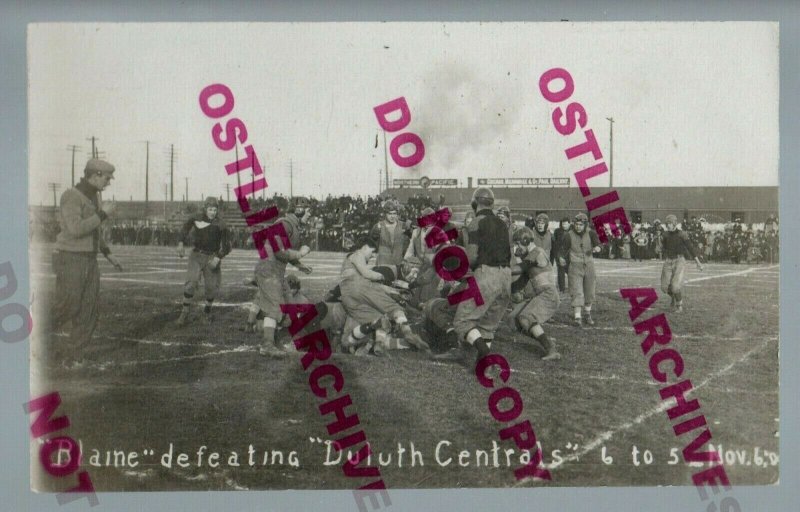 Superior WISCONSIN RPPC 1908 FOOTBALL GAME Blaine H.S. vs DULUTH CENTRAL WI MN  