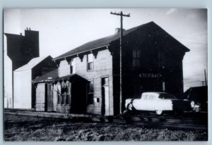 1960 Marietta Minnesota Railway Railroad Train Depot Station RPPC Photo Postcard