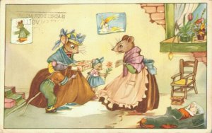 Anthropomorphic Mouse Family Nellie Donker Vintage Postcard 07.94