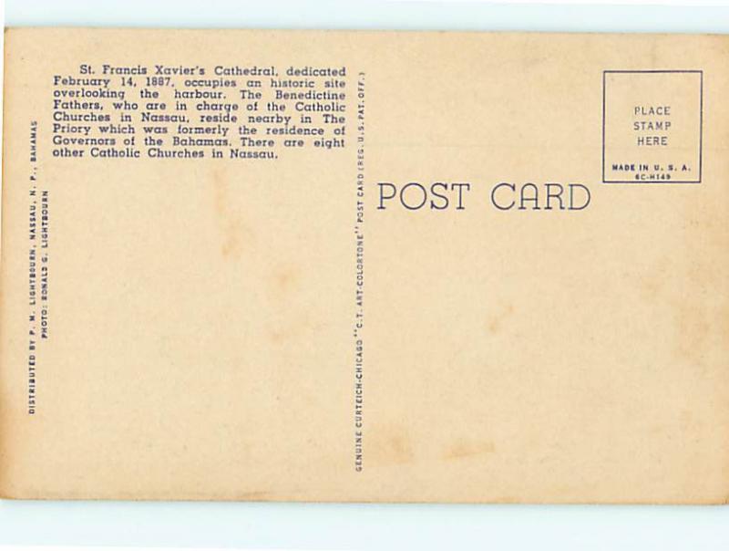 Vintage Post Card St Francis Xaviers Cathredral Nassau Bahamas  # 3737