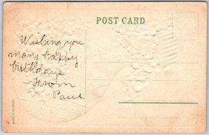 Most Bounteously Birthday, Embossed Hot Air Balloon,  Forgot-Me-Not, Postcard