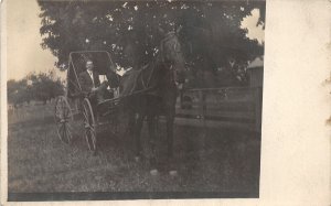 H82/ Interesting RPPC Postcard c1910 Horse-Drawn Buggy Wagon 5