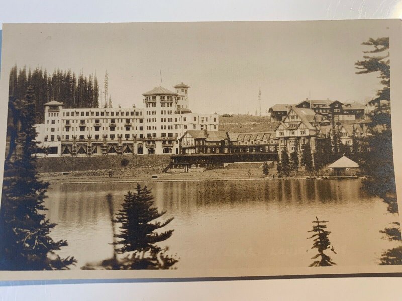 Vtg 20s Hotel Chalet Lake Banff Alberta Canada Byron Harmon Photo Postcard RPPC