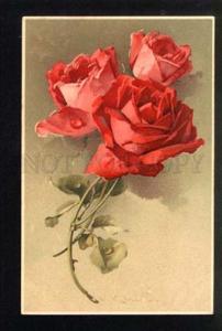 3046887 Ruby ROSES w/ Dew by C. KLEIN old Meissner & Buch 1515