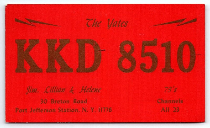 1960s PORT JEFFERSON STATION NY THE YATES  HAM RADIO CALL LETTER POSTCARD P3836