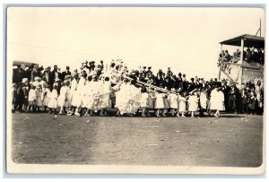 c1910's May Day Pole Crowded People Dance RPPC Photo Posted Antique Postcard