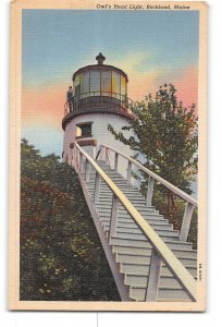 Rockland Maine ME Postcard 1930-1950 Owl's Head Lighthouse